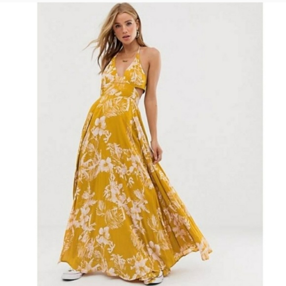 Free People Dresses & Skirts - Free People Lille Tie Back Maxi Dress Hawaii Honey